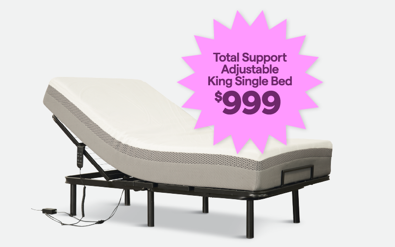 Total support adjustable king single bed.