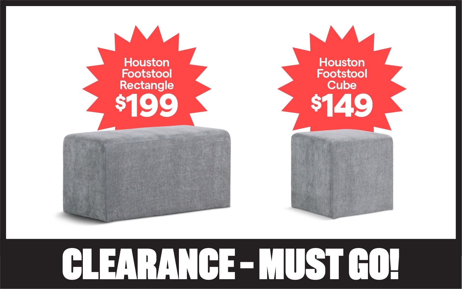 Clearance! must go! Houston footstool rectangle $199, cube $149.