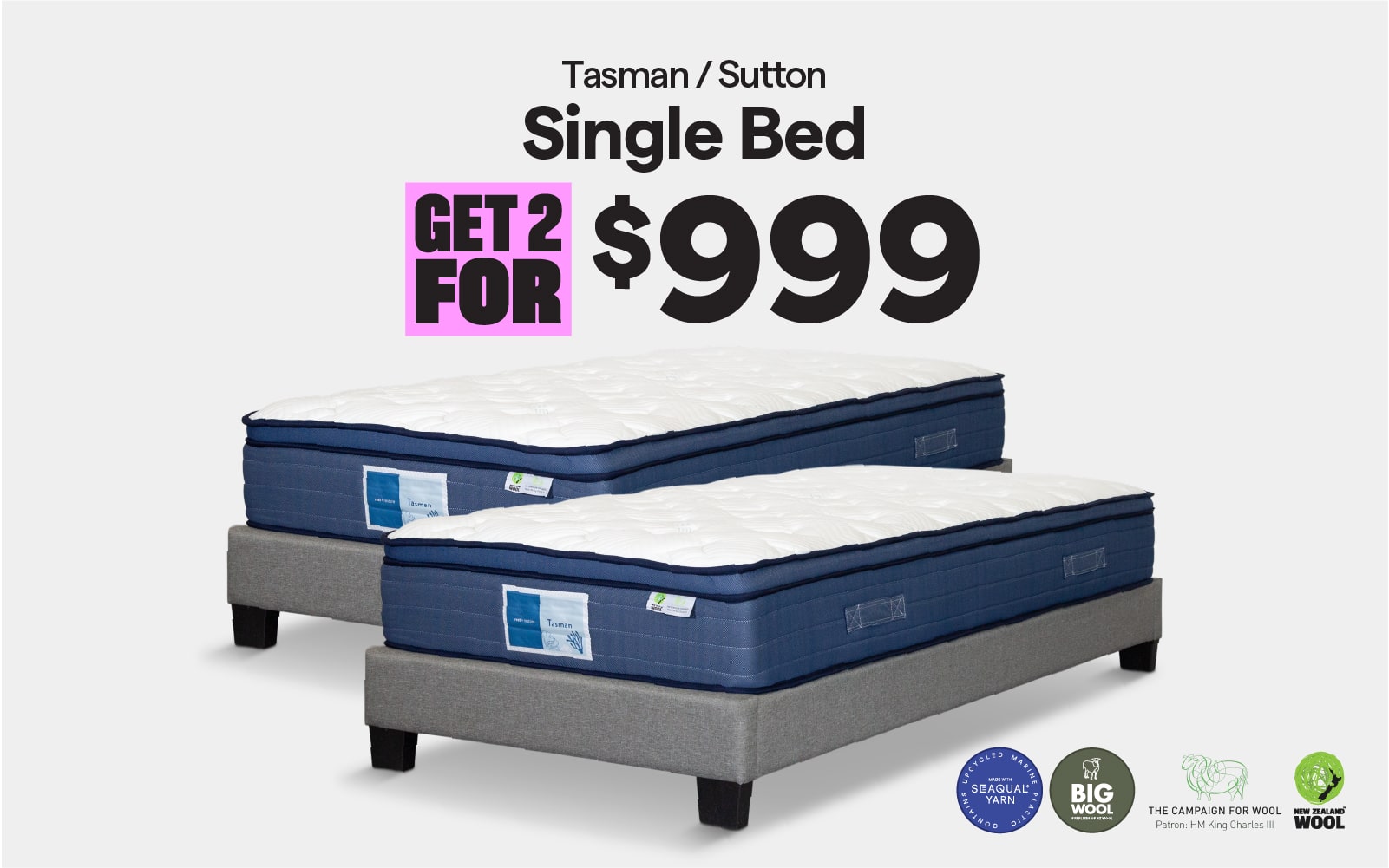 Get 2x Tasman/Sutton single beds for $999.