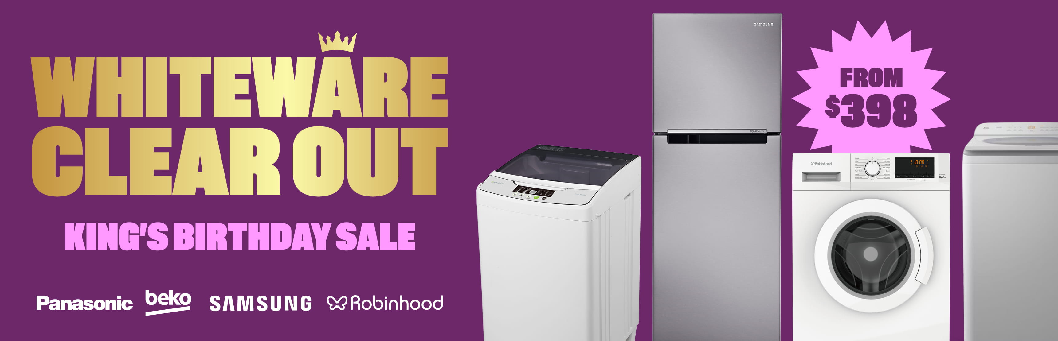 Whiteware Clear Out. Whiteware from $398.
